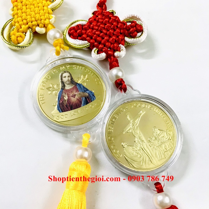 Dây Treo Xu Thánh Tâm Chúa Giêsu Kitô In Màu - SP005205